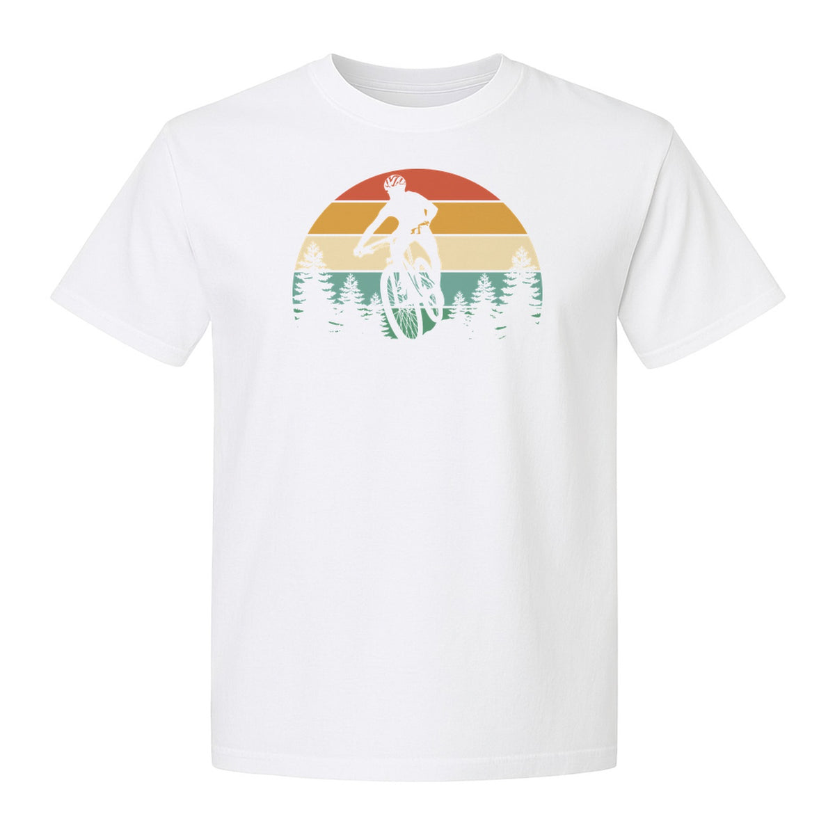 Mountain Biking T-Shirt, Retro Sunset Cyclist Design for Trail Riders and Outdoor Adventure Fans