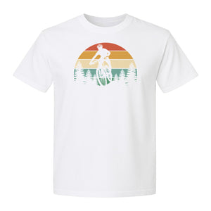 Mountain Biking T-Shirt, Retro Sunset Cyclist Design for Trail Riders and Outdoor Adventure Fans