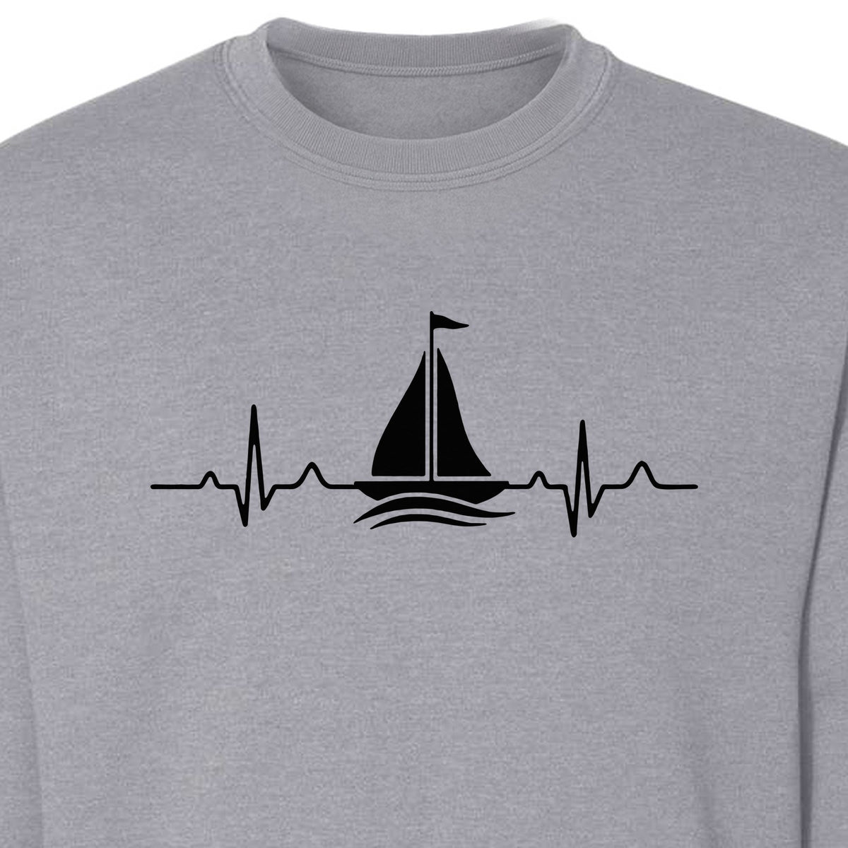 Sailing Heartbeat Sweatshirt, Sailboat Graphic Crewneck for Boaters, Captains and Lake Lovers