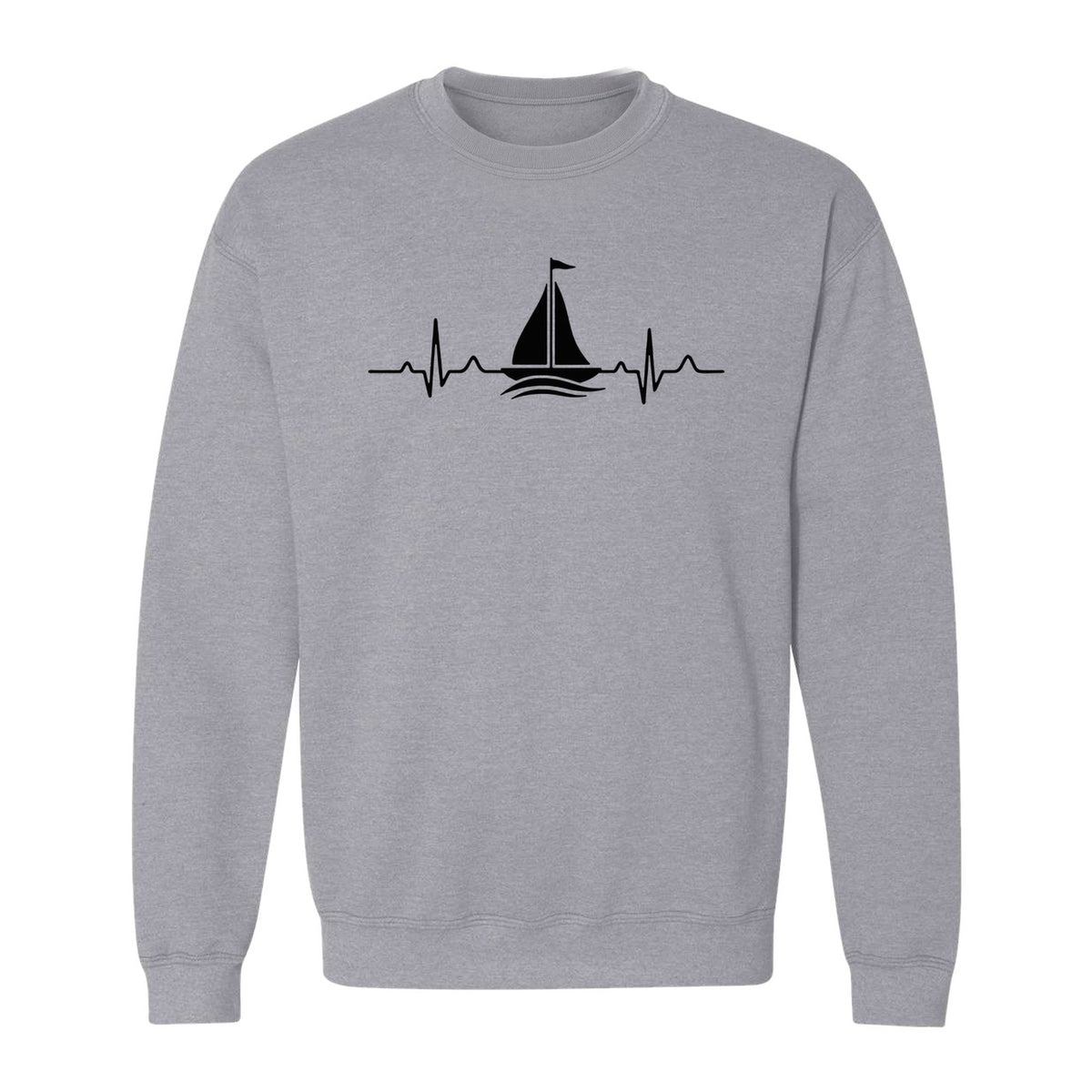 Sailing Heartbeat Sweatshirt, Sailboat Graphic Crewneck for Boaters, Captains and Lake Lovers