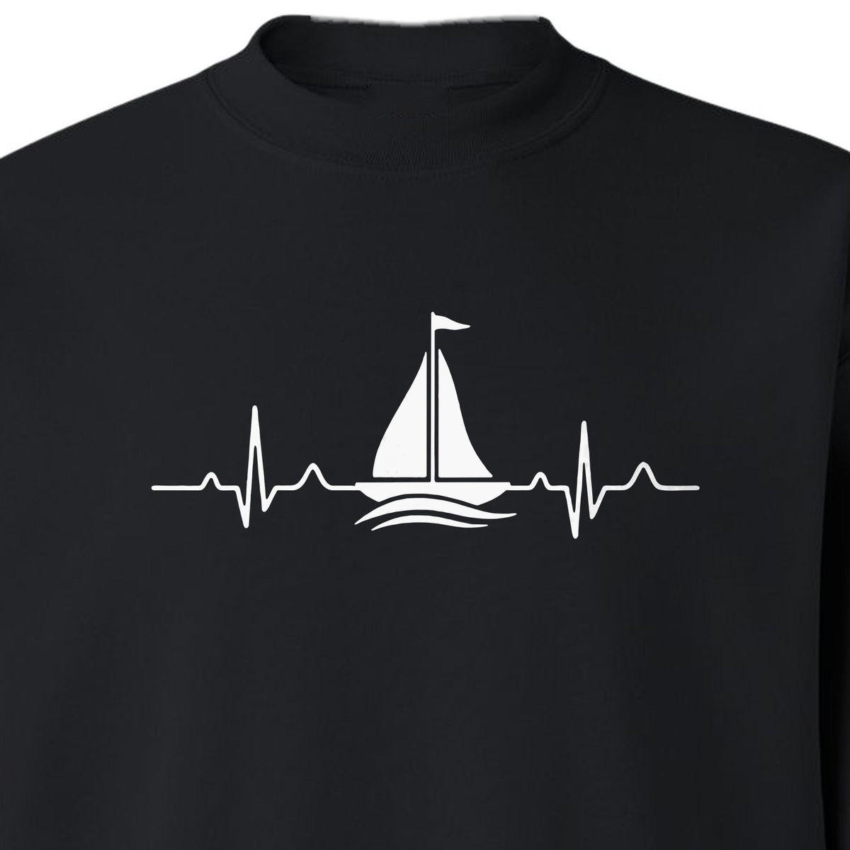 Sailing Heartbeat Sweatshirt, Sailboat Graphic Crewneck for Boaters, Captains and Lake Lovers