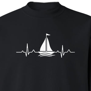 Sailing Heartbeat Sweatshirt, Sailboat Graphic Crewneck for Boaters, Captains and Lake Lovers