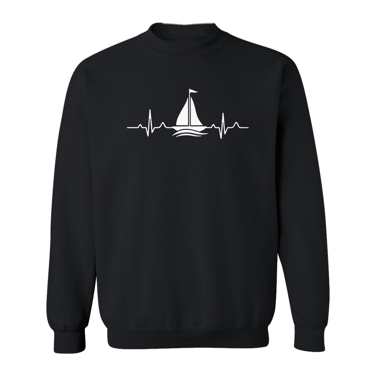 Sailing Heartbeat Sweatshirt, Sailboat Graphic Crewneck for Boaters, Captains and Lake Lovers