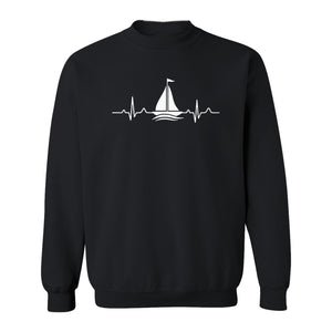 Sailing Heartbeat Sweatshirt, Sailboat Graphic Crewneck for Boaters, Captains and Lake Lovers