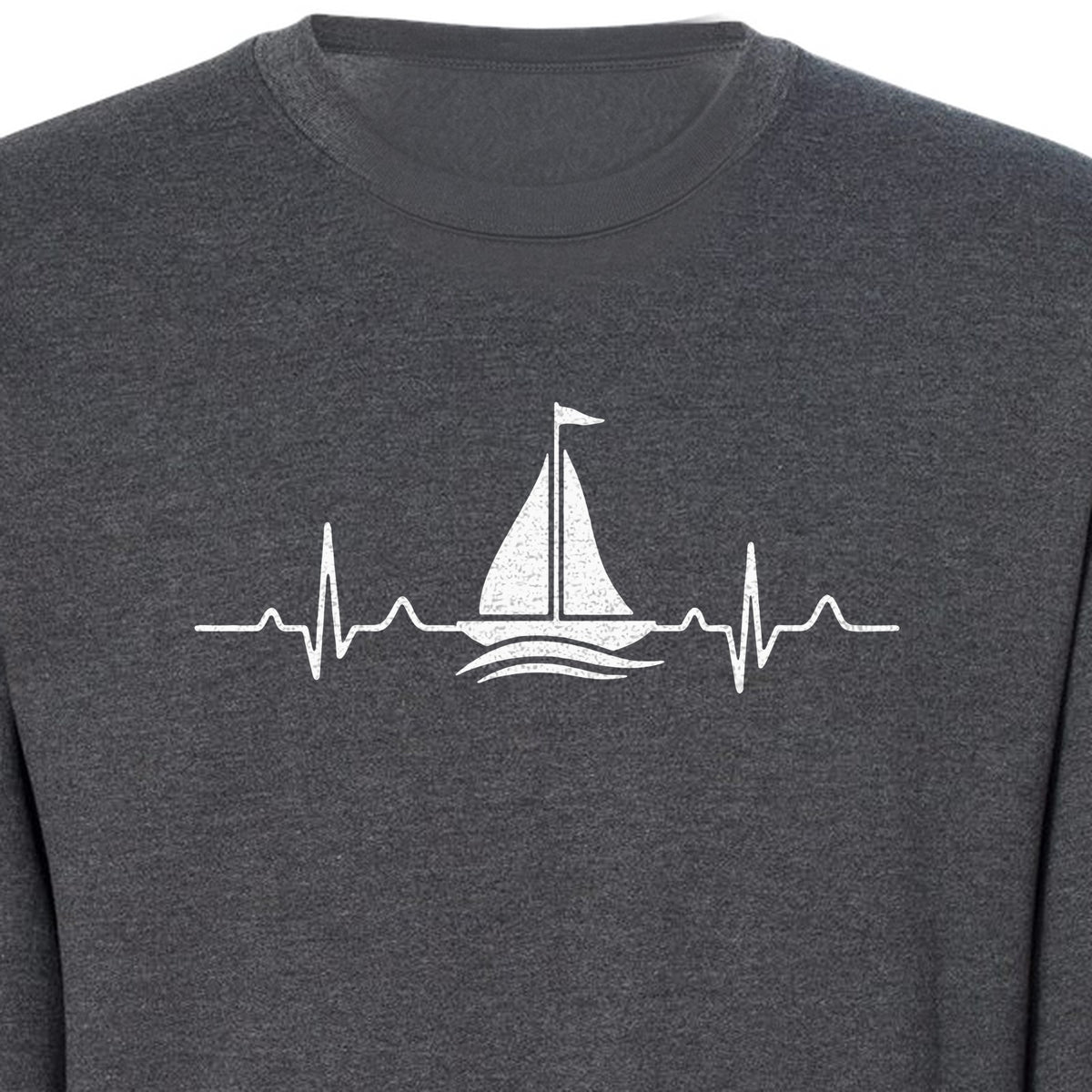 Sailing Heartbeat Sweatshirt, Sailboat Graphic Crewneck for Boaters, Captains and Lake Lovers