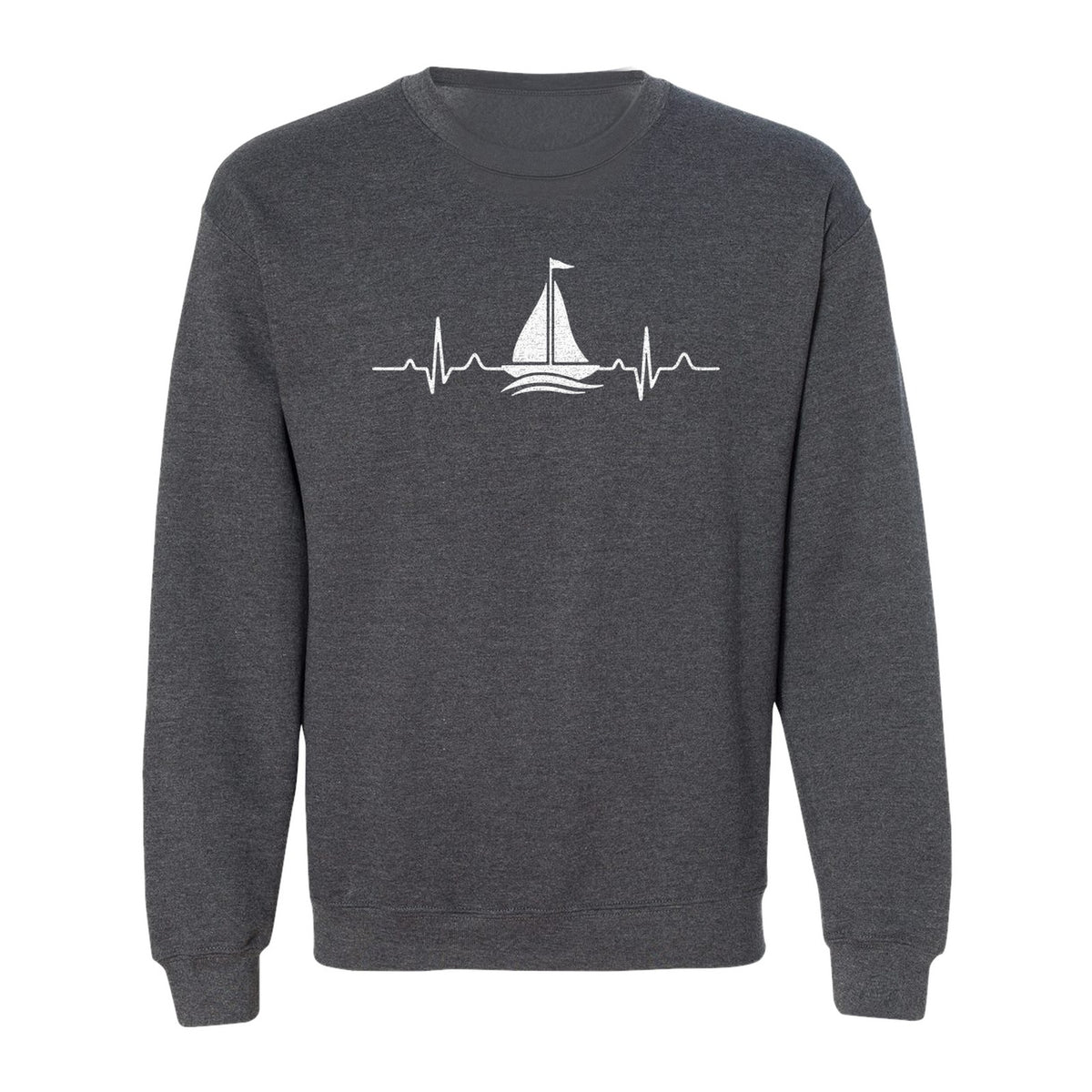 Sailing Heartbeat Sweatshirt, Sailboat Graphic Crewneck for Boaters, Captains and Lake Lovers