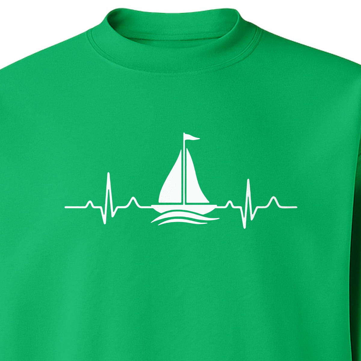 Sailing Heartbeat Sweatshirt, Sailboat Graphic Crewneck for Boaters, Captains and Lake Lovers