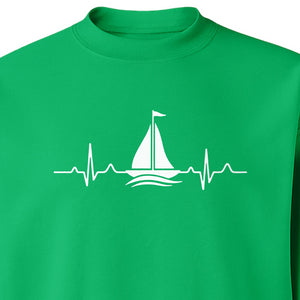 Sailing Heartbeat Sweatshirt, Sailboat Graphic Crewneck for Boaters, Captains and Lake Lovers