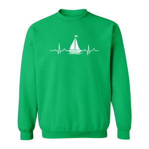 Sailing Heartbeat Sweatshirt, Sailboat Graphic Crewneck for Boaters, Captains and Lake Lovers