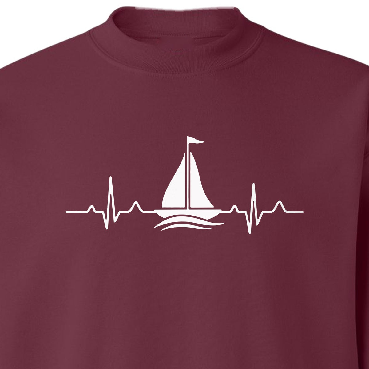 Sailing Heartbeat Sweatshirt, Sailboat Graphic Crewneck for Boaters, Captains and Lake Lovers