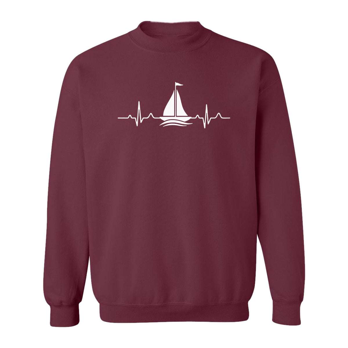 Sailing Heartbeat Sweatshirt, Sailboat Graphic Crewneck for Boaters, Captains and Lake Lovers