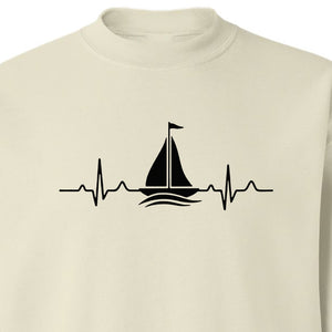 Sailing Heartbeat Sweatshirt, Sailboat Graphic Crewneck for Boaters, Captains and Lake Lovers