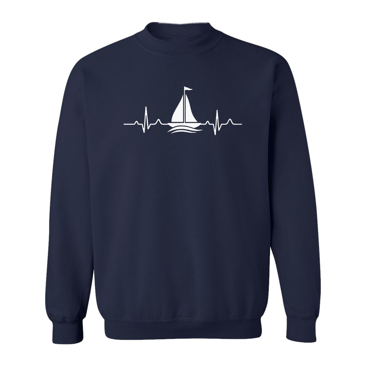 Sailing Heartbeat Sweatshirt, Sailboat Graphic Crewneck for Boaters, Captains and Lake Lovers