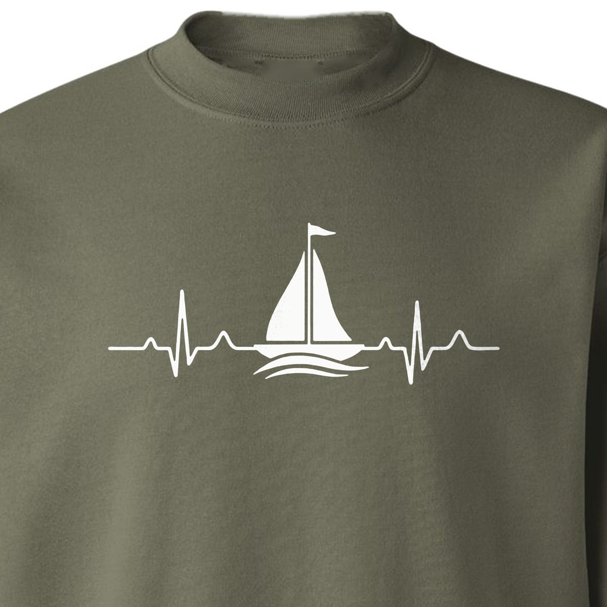 Sailing Heartbeat Sweatshirt, Sailboat Graphic Crewneck for Boaters, Captains and Lake Lovers
