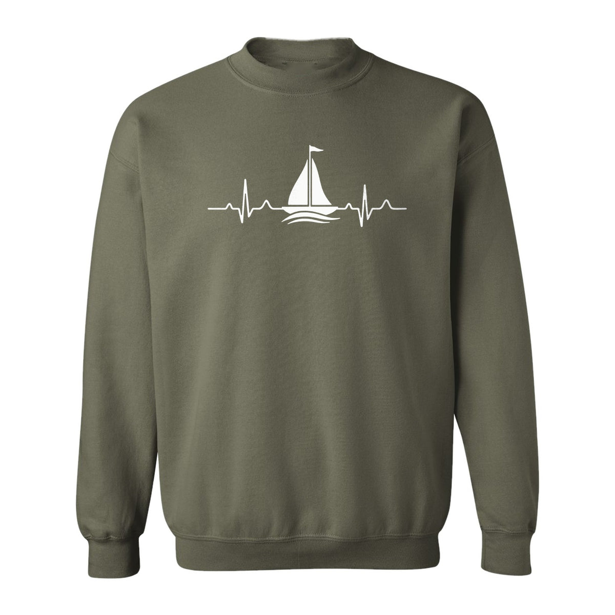 Sailing Heartbeat Sweatshirt, Sailboat Graphic Crewneck for Boaters, Captains and Lake Lovers