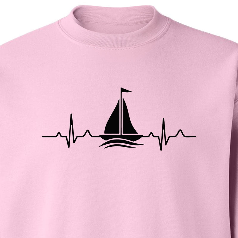 Sailing Heartbeat Sweatshirt, Sailboat Graphic Crewneck for Boaters, Captains and Lake Lovers