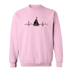 Sailing Heartbeat Sweatshirt, Sailboat Graphic Crewneck for Boaters, Captains and Lake Lovers