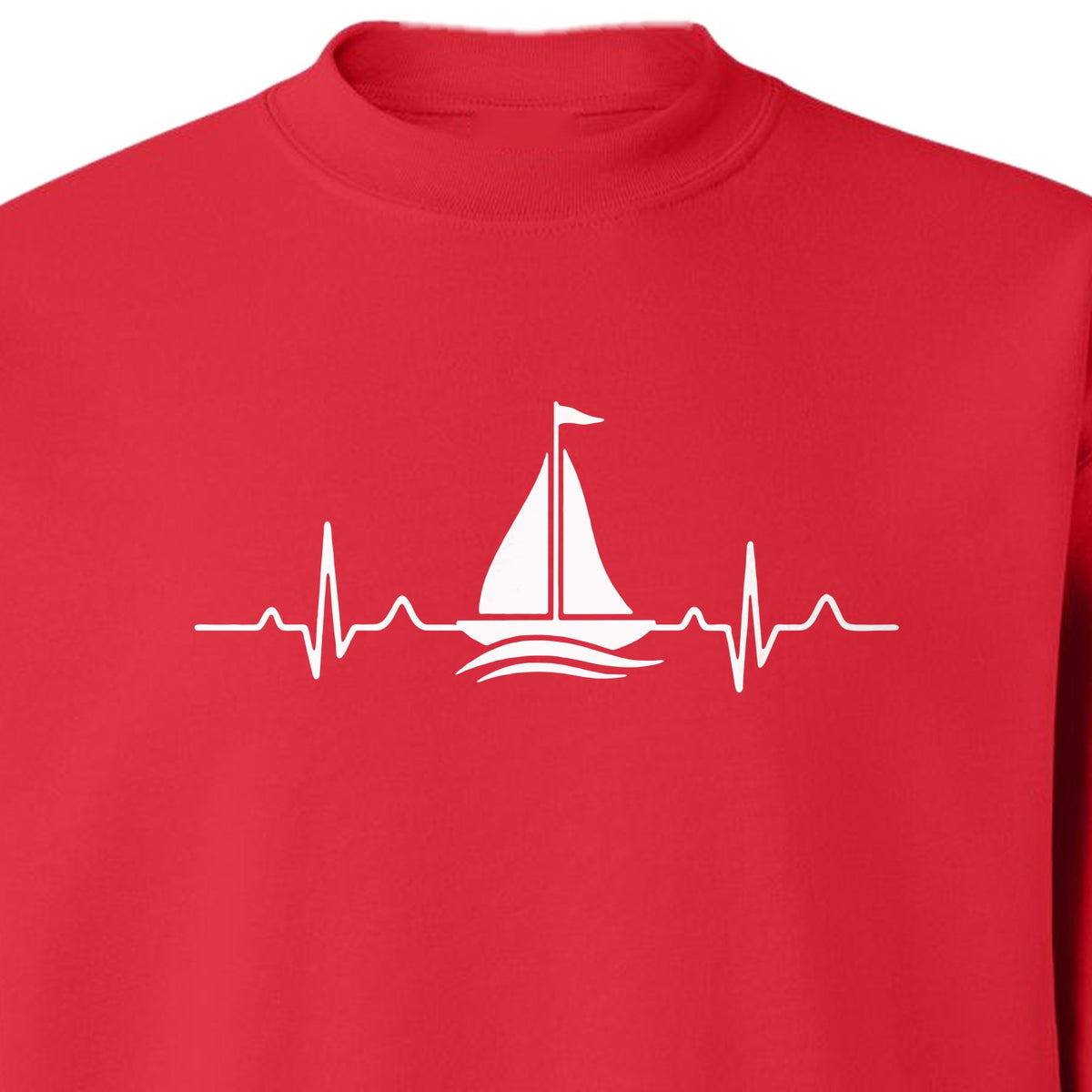 Sailing Heartbeat Sweatshirt, Sailboat Graphic Crewneck for Boaters, Captains and Lake Lovers