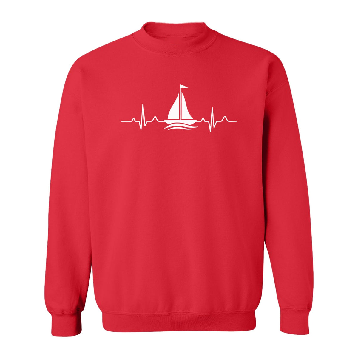 Sailing Heartbeat Sweatshirt, Sailboat Graphic Crewneck for Boaters, Captains and Lake Lovers
