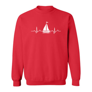 Sailing Heartbeat Sweatshirt, Sailboat Graphic Crewneck for Boaters, Captains and Lake Lovers