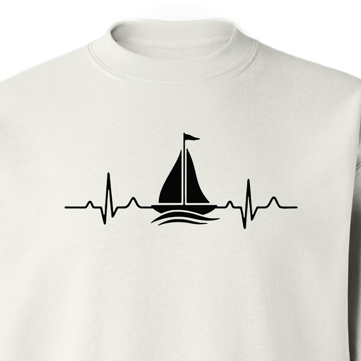 Sailing Heartbeat Sweatshirt, Sailboat Graphic Crewneck for Boaters, Captains and Lake Lovers