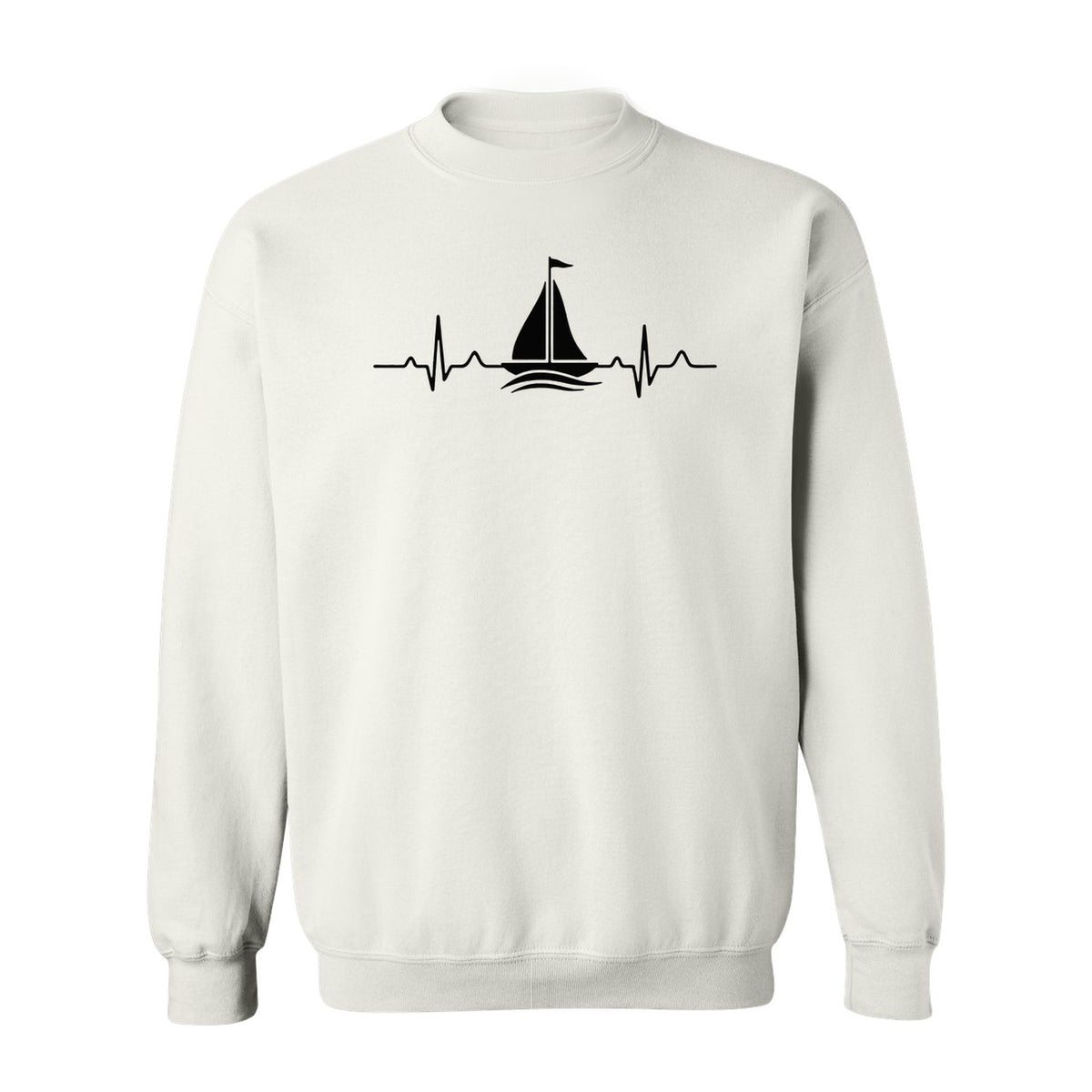 Sailing Heartbeat Sweatshirt, Sailboat Graphic Crewneck for Boaters, Captains and Lake Lovers