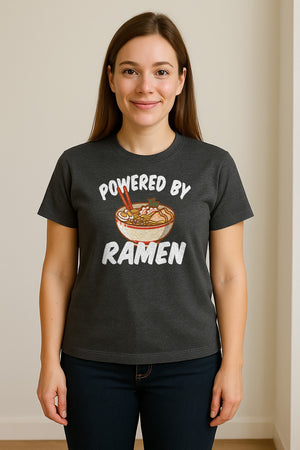Ramen T-Shirt, Powered By Noodle Bowl Graphic for Foodies and Japanese Cuisine Lovers