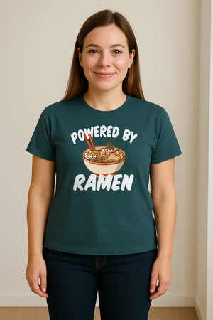 Ramen T-Shirt, Powered By Noodle Bowl Graphic for Foodies and Japanese Cuisine Lovers