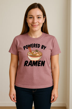 Ramen T-Shirt, Powered By Noodle Bowl Graphic for Foodies and Japanese Cuisine Lovers