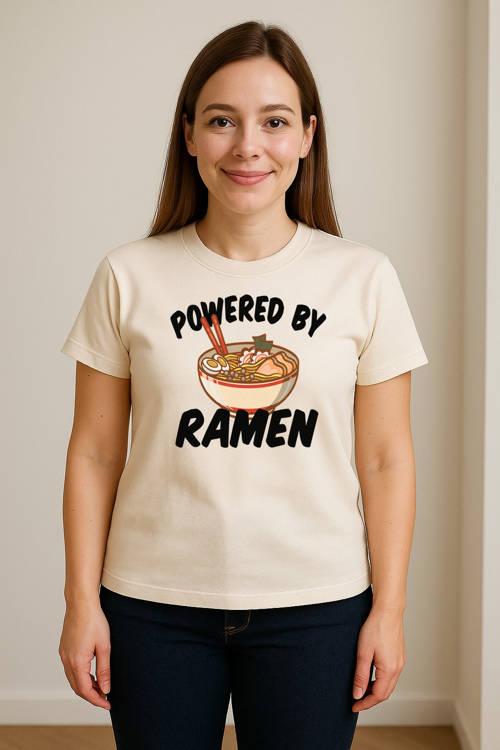 Ramen T-Shirt, Powered By Noodle Bowl Graphic for Foodies and Japanese Cuisine Lovers