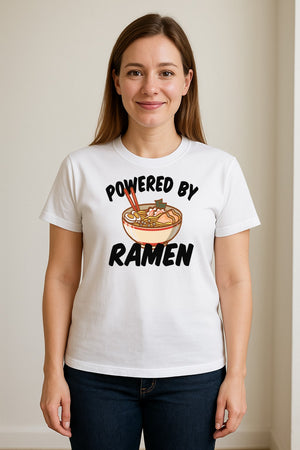 Ramen T-Shirt, Powered By Noodle Bowl Graphic for Foodies and Japanese Cuisine Lovers