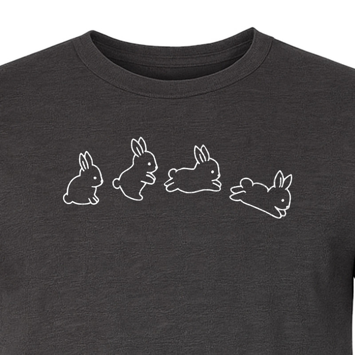 Rabbit T-Shirt, Four Cute Bunny Poses Outline Graphic for Animal Lovers and Spring Gifts