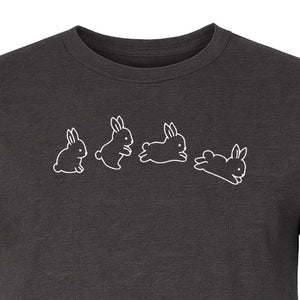 Rabbit T-Shirt, Four Cute Bunny Poses Outline Graphic for Animal Lovers and Spring Gifts