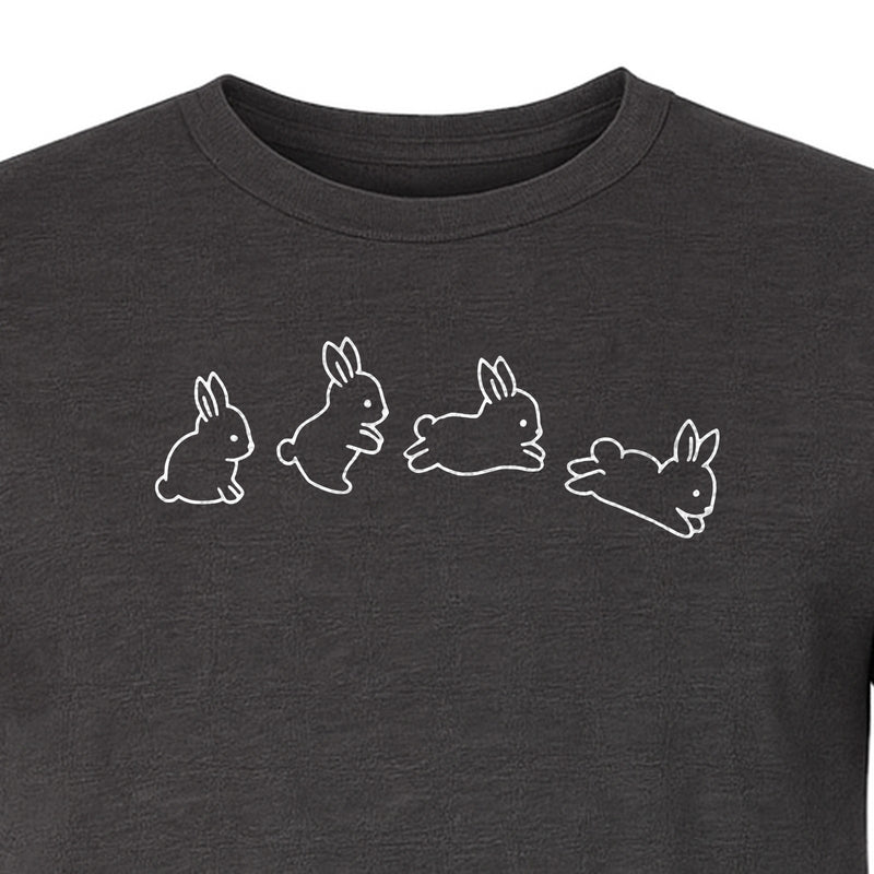 Rabbit T-Shirt, Four Cute Bunny Poses Outline Graphic for Animal Lovers and Spring Gifts