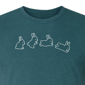 Rabbit T-Shirt, Four Cute Bunny Poses Outline Graphic for Animal Lovers and Spring Gifts