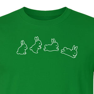 Rabbit T-Shirt, Four Cute Bunny Poses Outline Graphic for Animal Lovers and Spring Gifts
