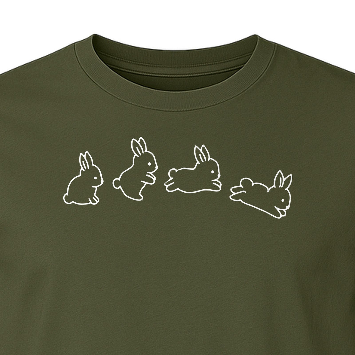 Rabbit T-Shirt, Four Cute Bunny Poses Outline Graphic for Animal Lovers and Spring Gifts