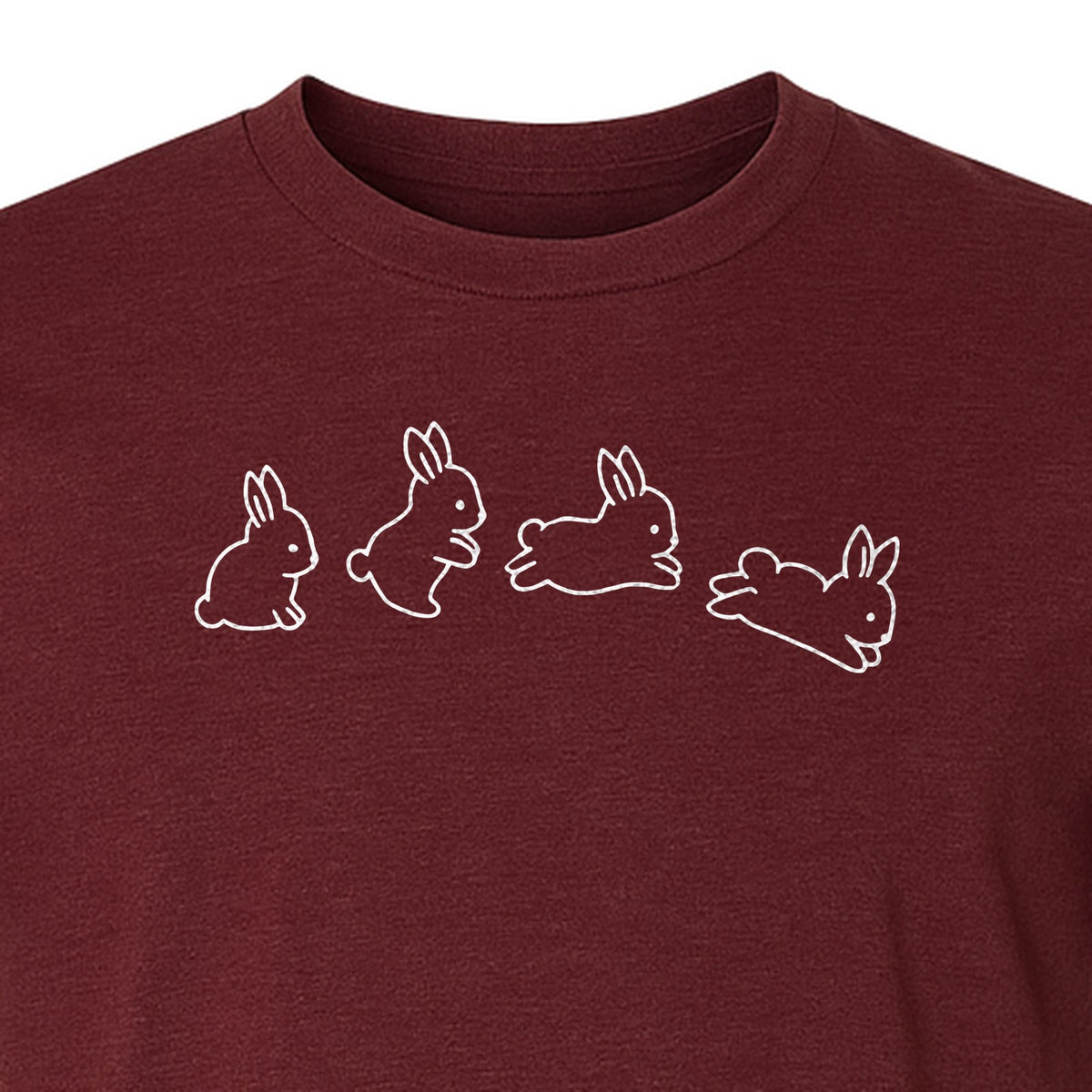 Rabbit T-Shirt, Four Cute Bunny Poses Outline Graphic for Animal Lovers and Spring Gifts