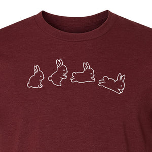Rabbit T-Shirt, Four Cute Bunny Poses Outline Graphic for Animal Lovers and Spring Gifts