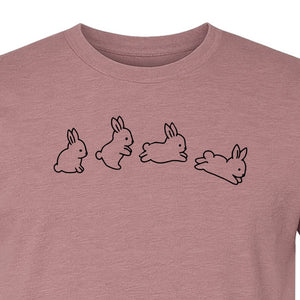 Rabbit T-Shirt, Four Cute Bunny Poses Outline Graphic for Animal Lovers and Spring Gifts