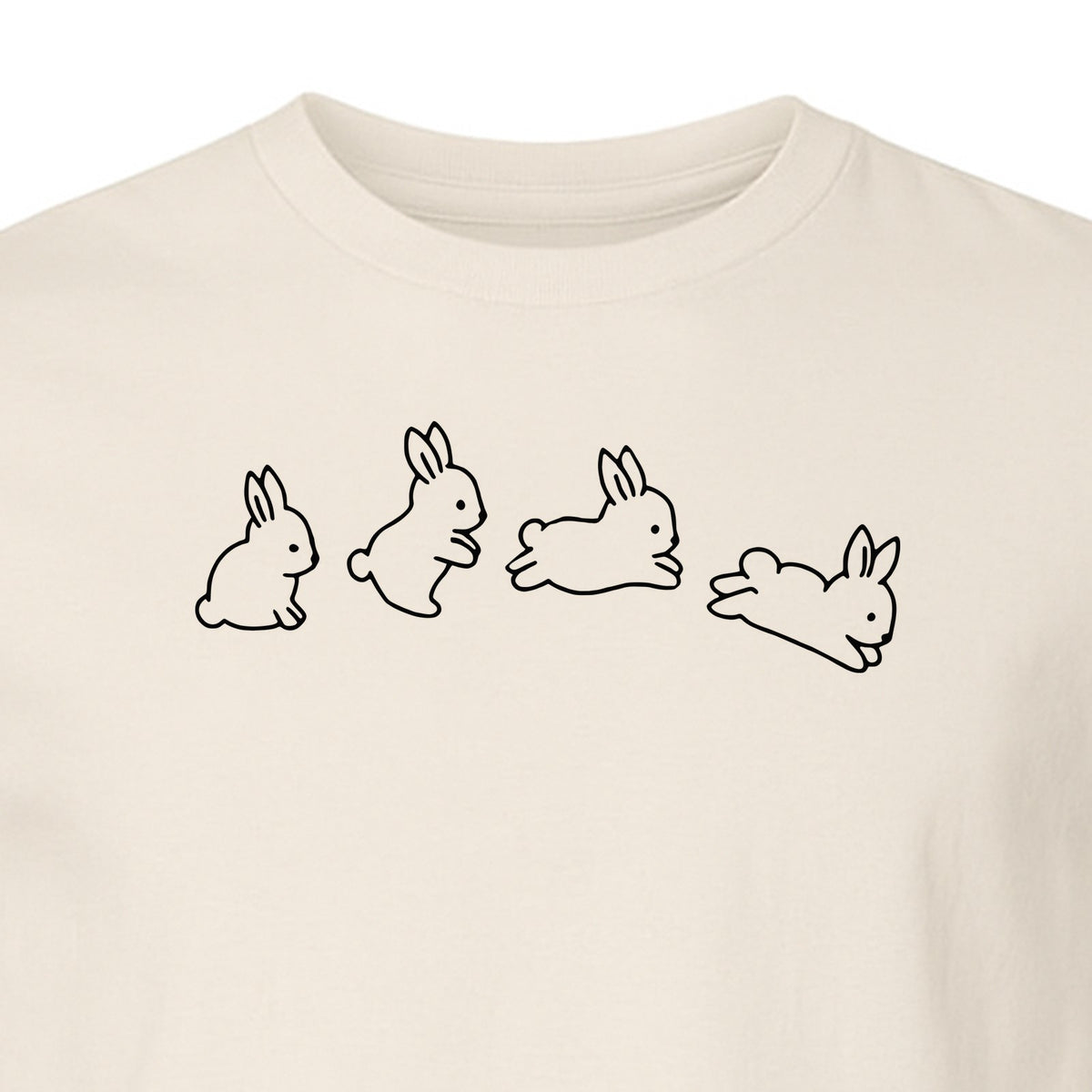 Rabbit T-Shirt, Four Cute Bunny Poses Outline Graphic for Animal Lovers and Spring Gifts