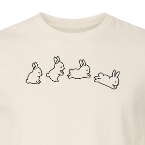 Rabbit T-Shirt, Four Cute Bunny Poses Outline Graphic for Animal Lovers and Spring Gifts