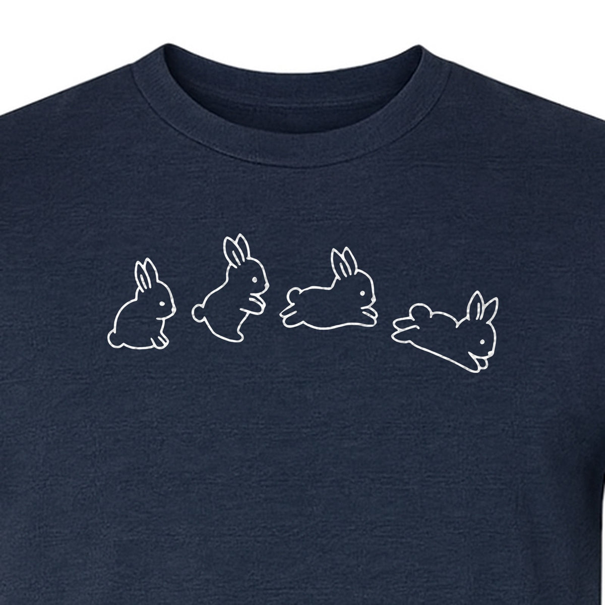 Rabbit T-Shirt, Four Cute Bunny Poses Outline Graphic for Animal Lovers and Spring Gifts