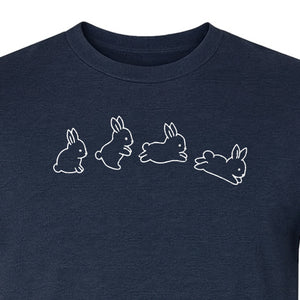 Rabbit T-Shirt, Four Cute Bunny Poses Outline Graphic for Animal Lovers and Spring Gifts
