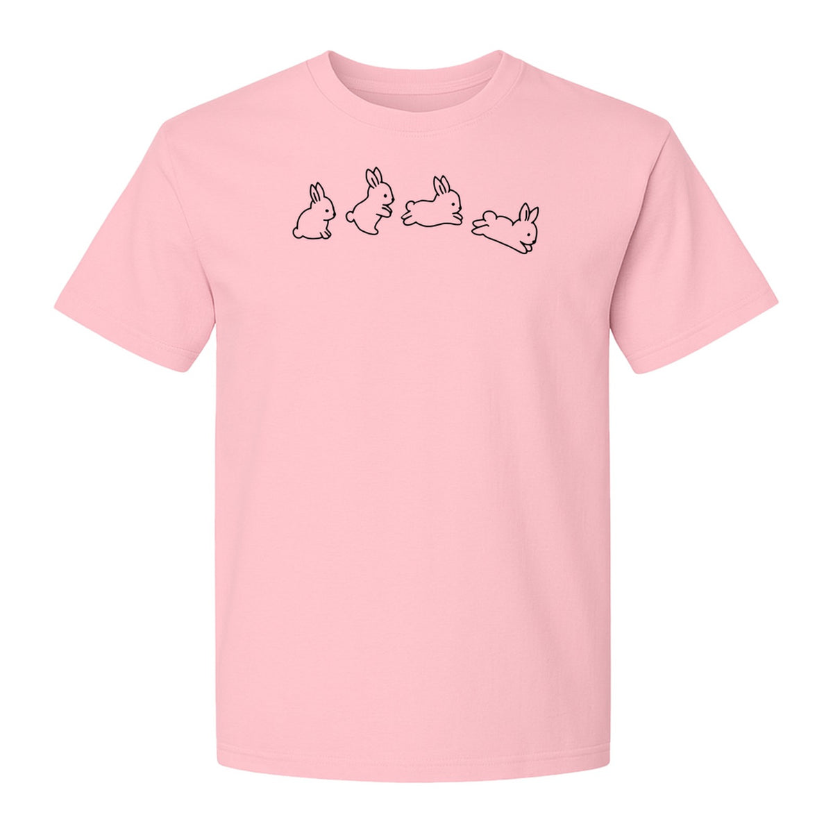 Rabbit T-Shirt, Four Cute Bunny Poses Outline Graphic for Animal Lovers and Spring Gifts