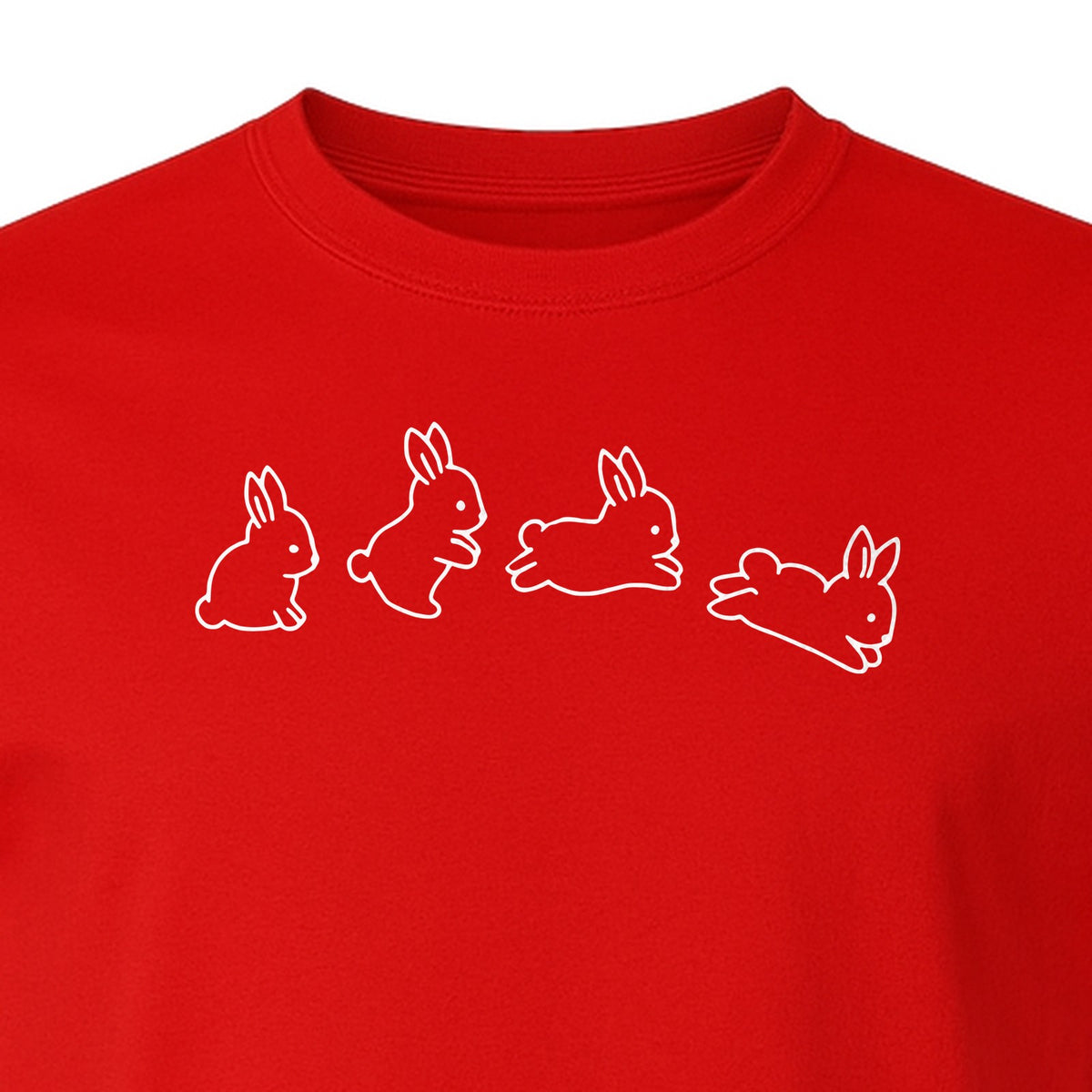 Rabbit T-Shirt, Four Cute Bunny Poses Outline Graphic for Animal Lovers and Spring Gifts