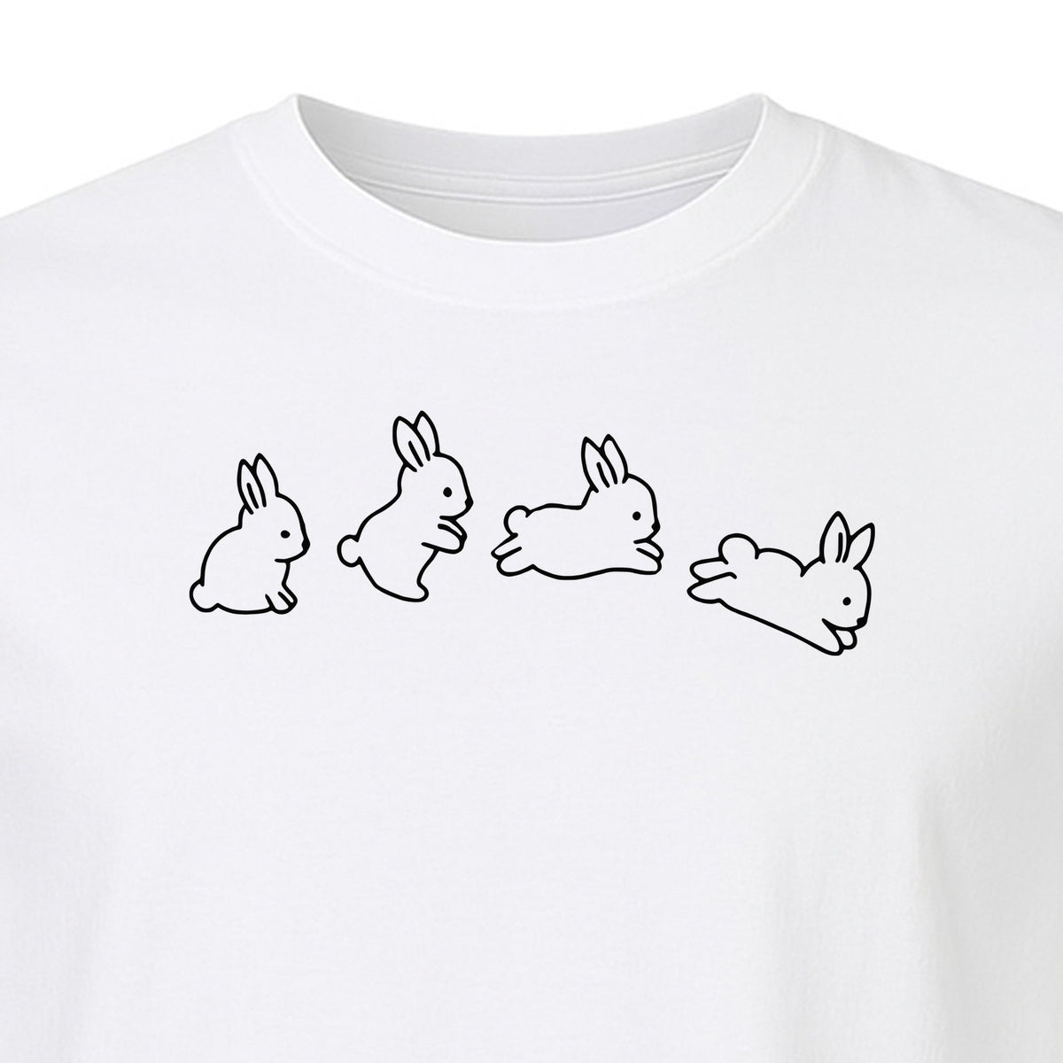 Rabbit T-Shirt, Four Cute Bunny Poses Outline Graphic for Animal Lovers and Spring Gifts