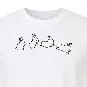 Rabbit T-Shirt, Four Cute Bunny Poses Outline Graphic for Animal Lovers and Spring Gifts