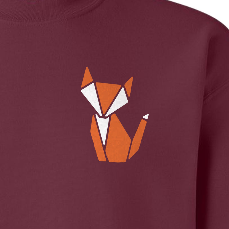 Fox Sweatshirt, Origami Geometric Animal Pocket Design for Nature Lovers