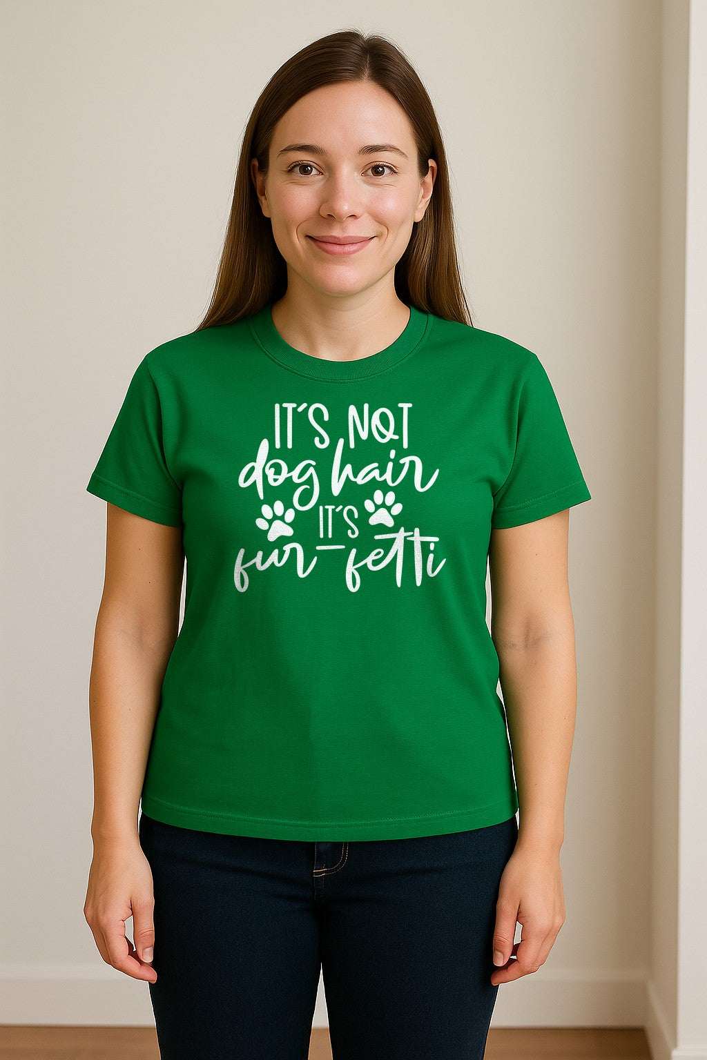 Fur Fetti Dog Mom T-Shirt, Paw Print Quote for Pet Lovers and Animal Parents